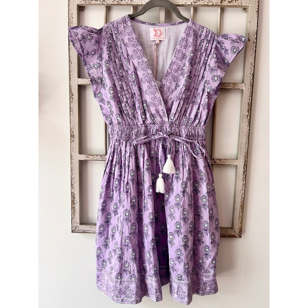 Victoria Dunn Chloe Dress Very Peri Purple Size Medium‎ Cotton Boho NWT